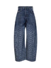 Blue cable-knit effect denim 1987 D-Khelz-S2 wide-leg jeans