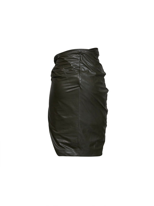 Green O-Dasli draped midi skirt with slit