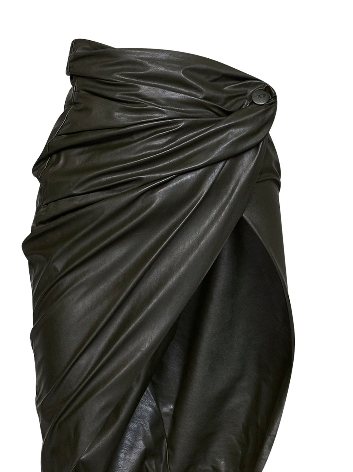 Green O-Dasli draped midi skirt with slit