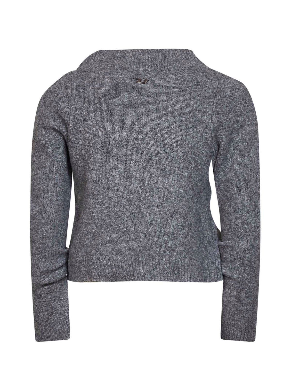 Grey wrinkled knit M-Ava cropped cardigan