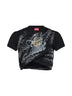 T-shirt crop stampata T-Wincy in jersey a doppio strato nero