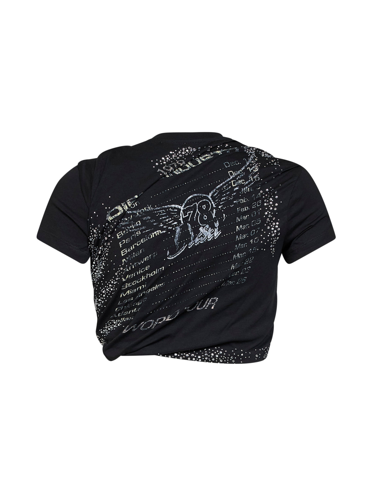 T-shirt crop stampata T-Wincy in jersey a doppio strato nero