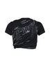 T-shirt crop stampata T-Wincy in jersey a doppio strato nero