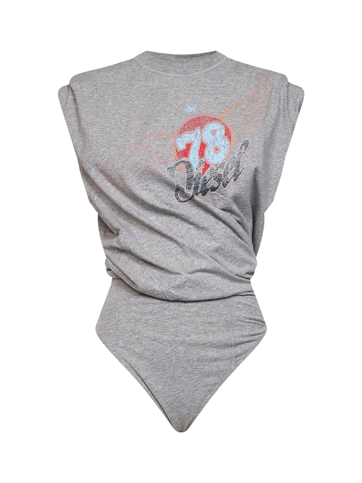 Grey cotton jersey T-Noby printed bodysuit
