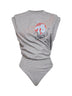 Grey cotton jersey T-Noby printed bodysuit