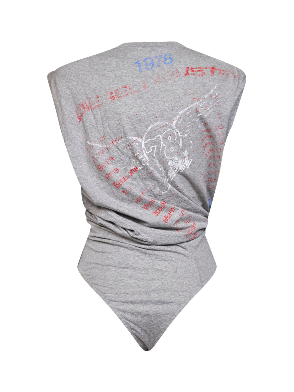 Grey cotton jersey T-Noby printed bodysuit
