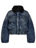 Giubbino D-Curly-Fsj1 in denim blu con gilet in ecopelliccia