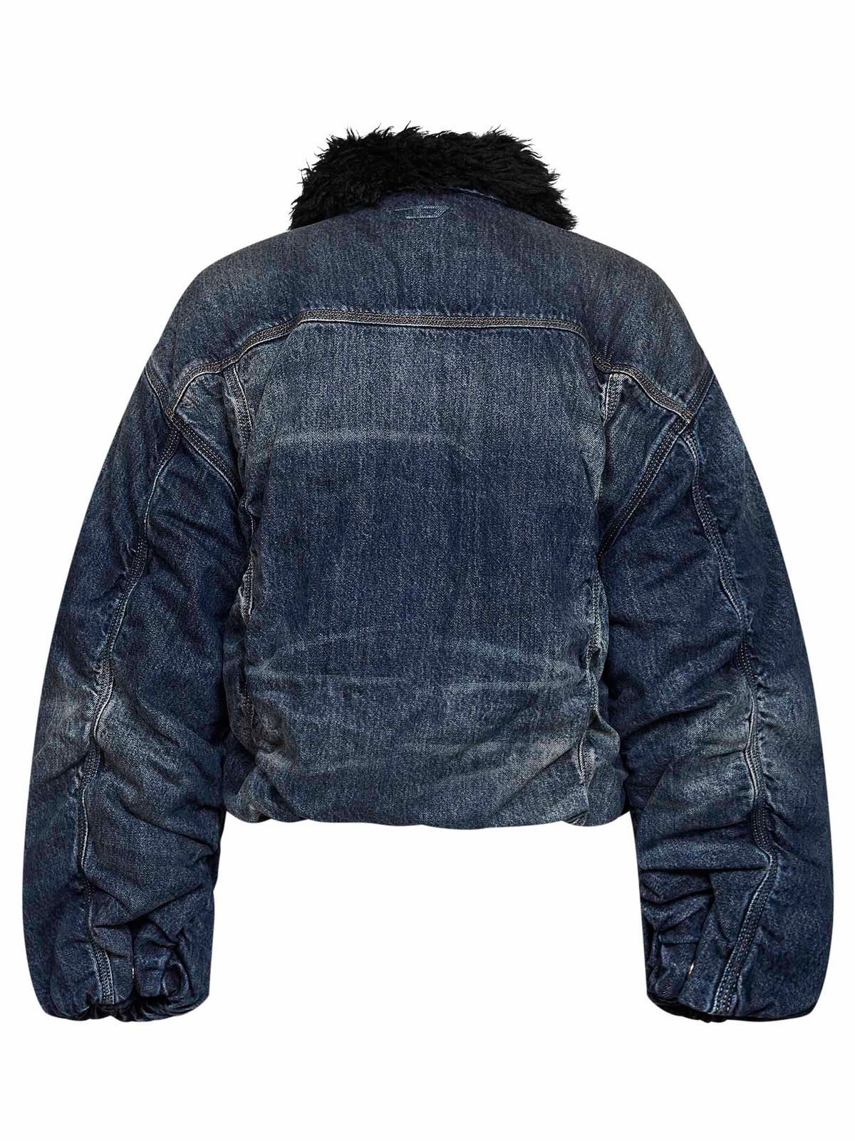 Giubbino D-Curly-Fsj1 in denim blu con gilet in ecopelliccia