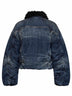 Giubbino D-Curly-Fsj1 in denim blu con gilet in ecopelliccia