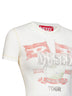 Ecru ribbed jersey T-Marsy-Rib printed T-shirt