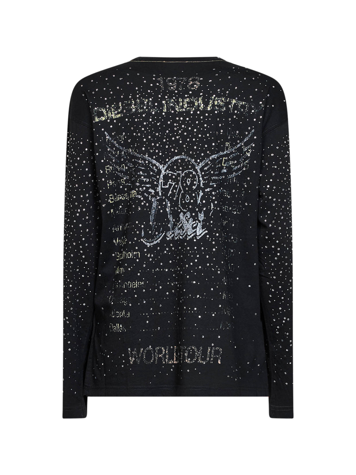 T-shirt stampata con strass T-Edro-Crt-Ls-C in jersey nero