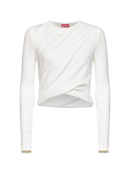 White ribbed jersey T-Asay-Pl long-sleeved T-shirt