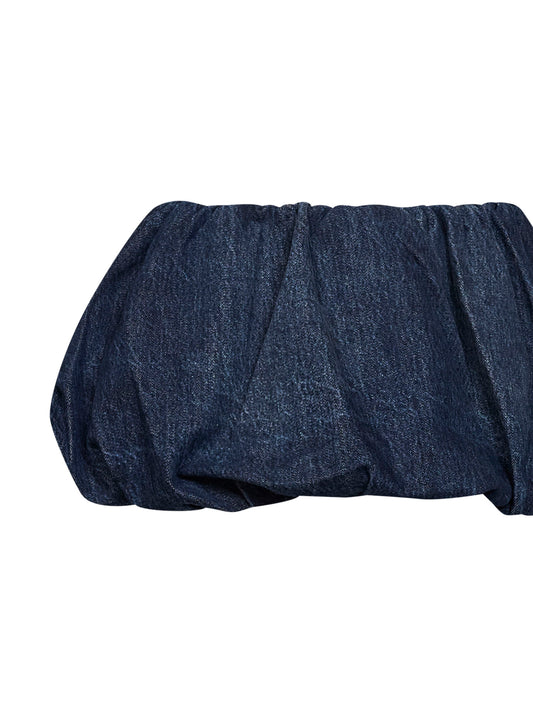 Blue denim balloon mini skirt