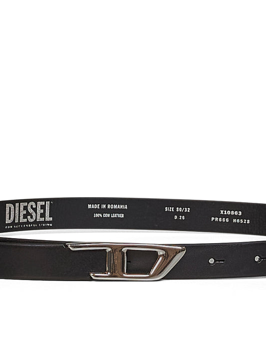 Black leather B-D-Logo belt