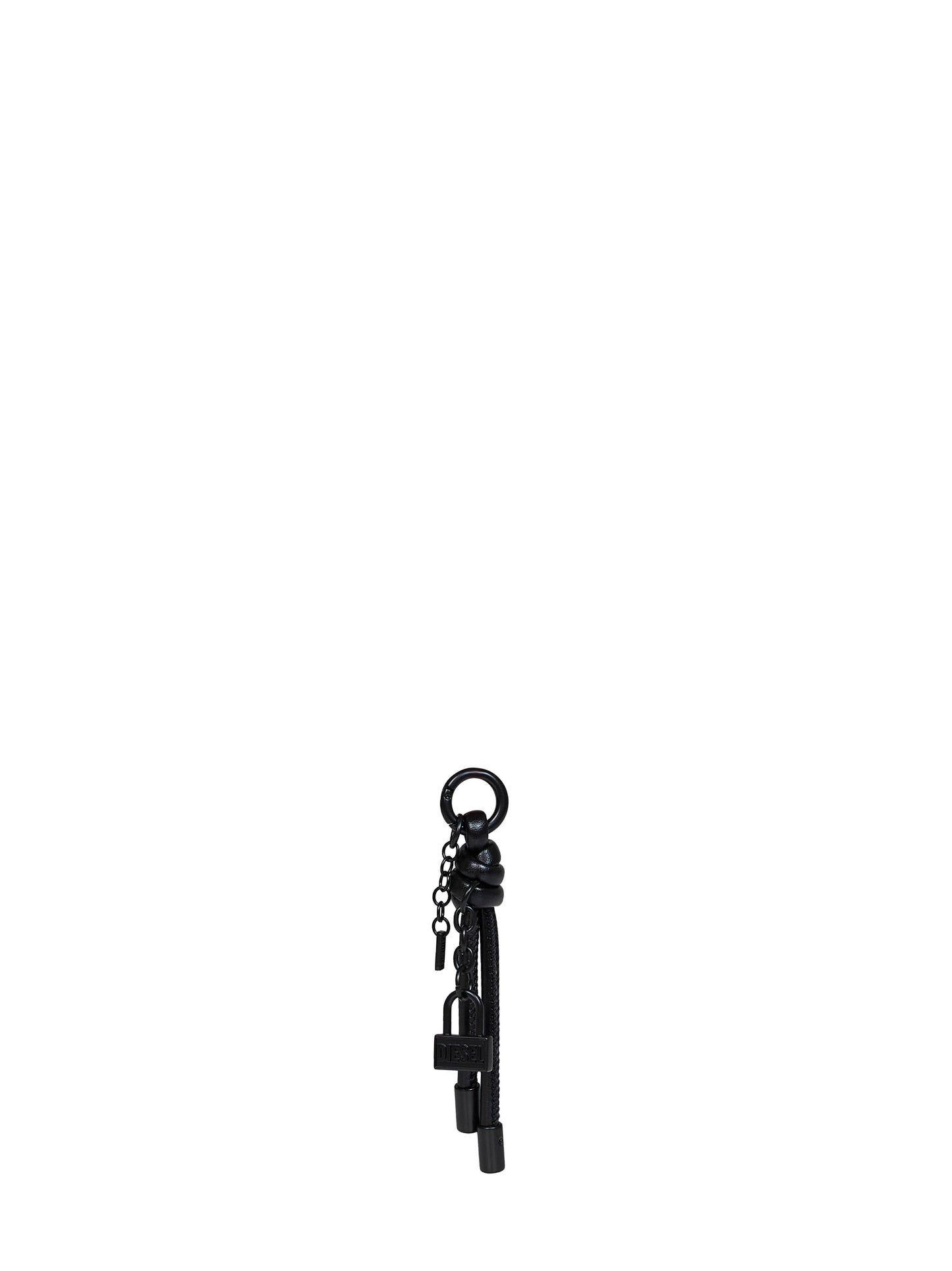 Portachiavi Charm-Lock-2 in metallo con lucchetto nero