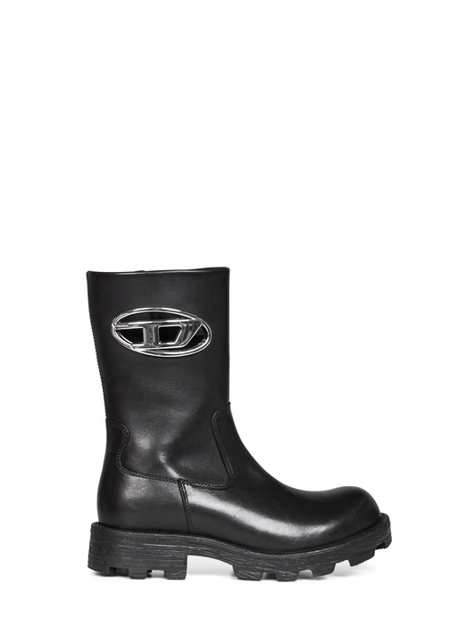 Black D-Hammer cut-out biker boots