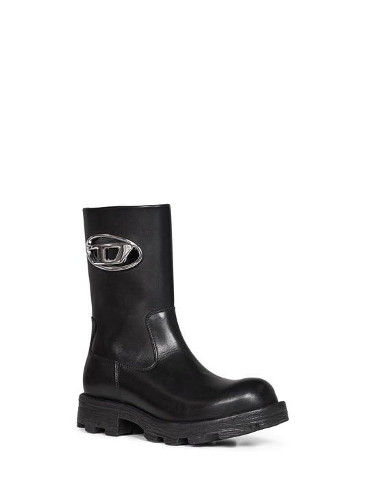 Black D-Hammer cut-out biker boots
