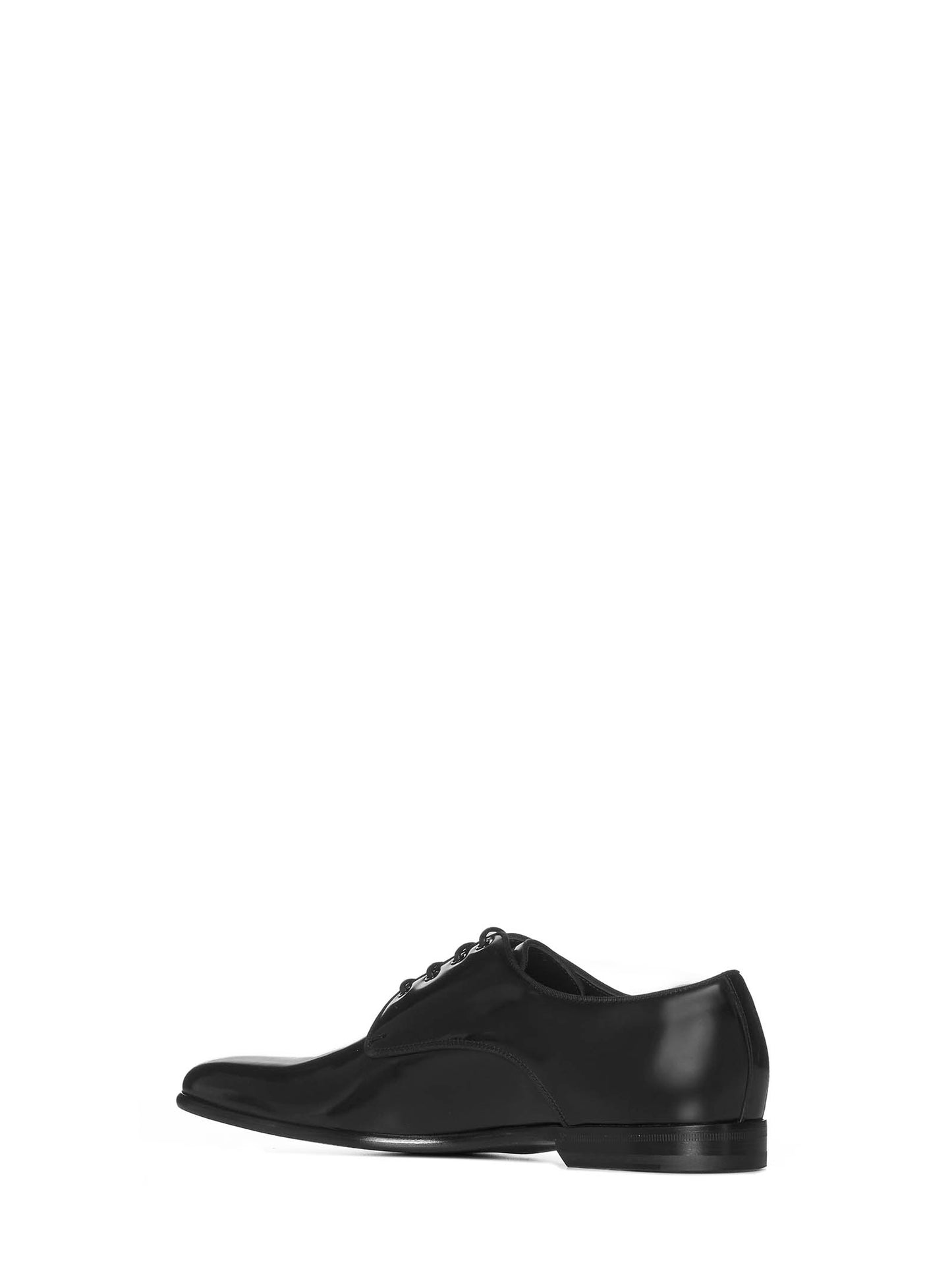 Black leather lace-up derby shoes
