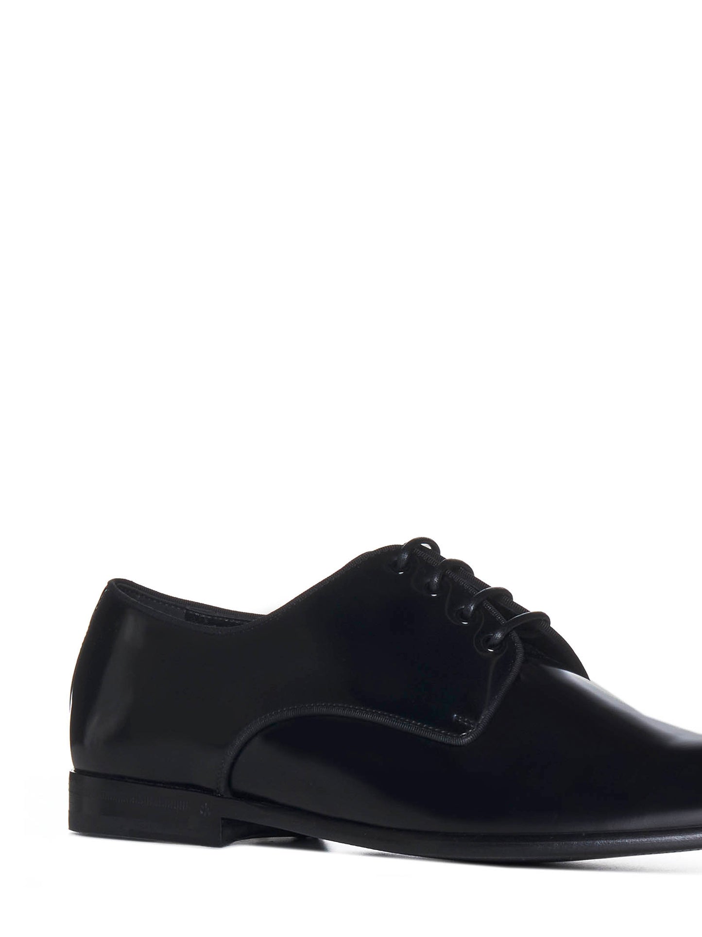 Black leather lace-up derby shoes