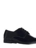 Black leather lace-up derby shoes