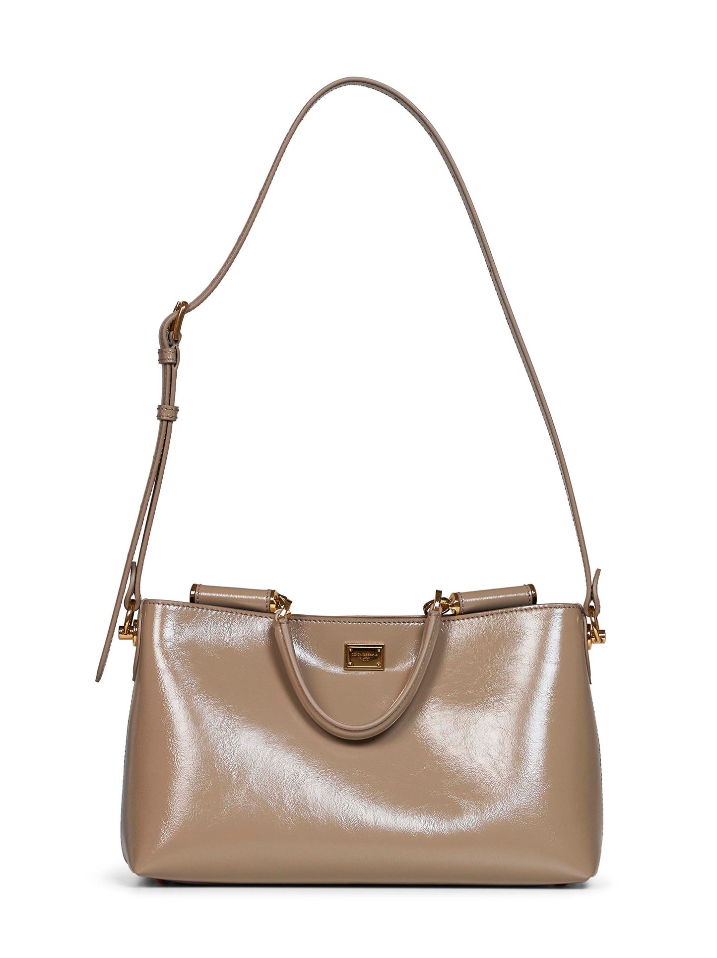 Taupe Vittoria medium handbag with shoulder strap