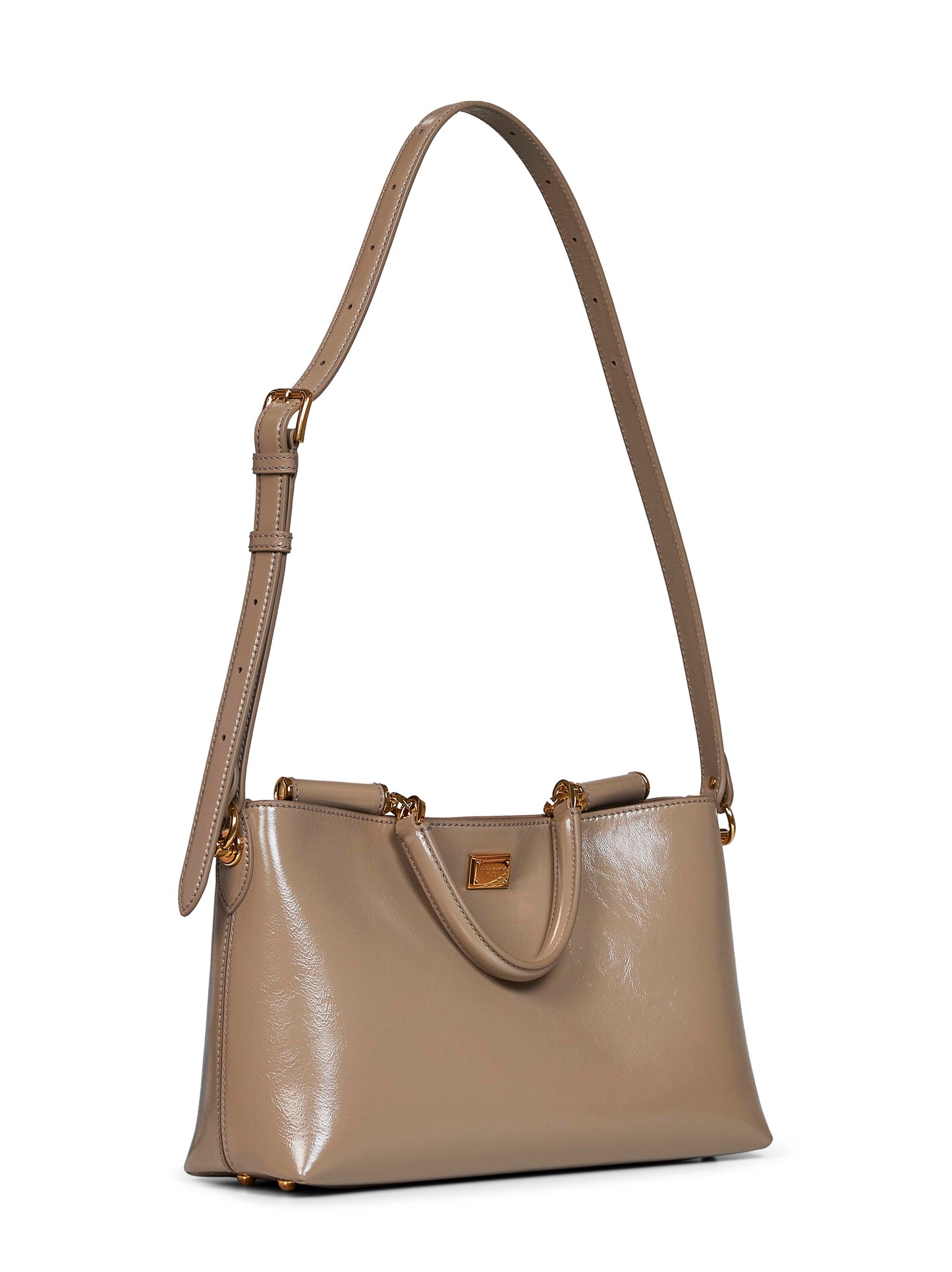 Taupe Vittoria medium handbag with shoulder strap