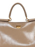 Taupe Vittoria medium handbag with shoulder strap