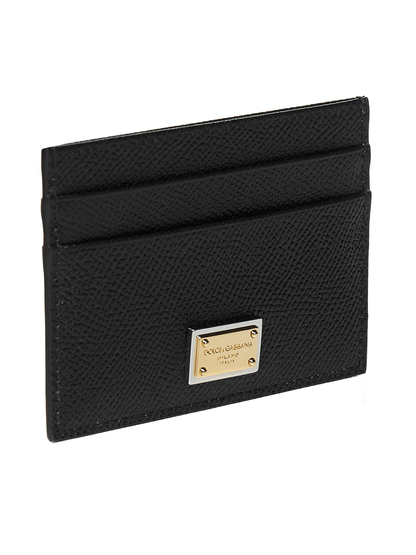 Portacarte in pelle con placca-logo