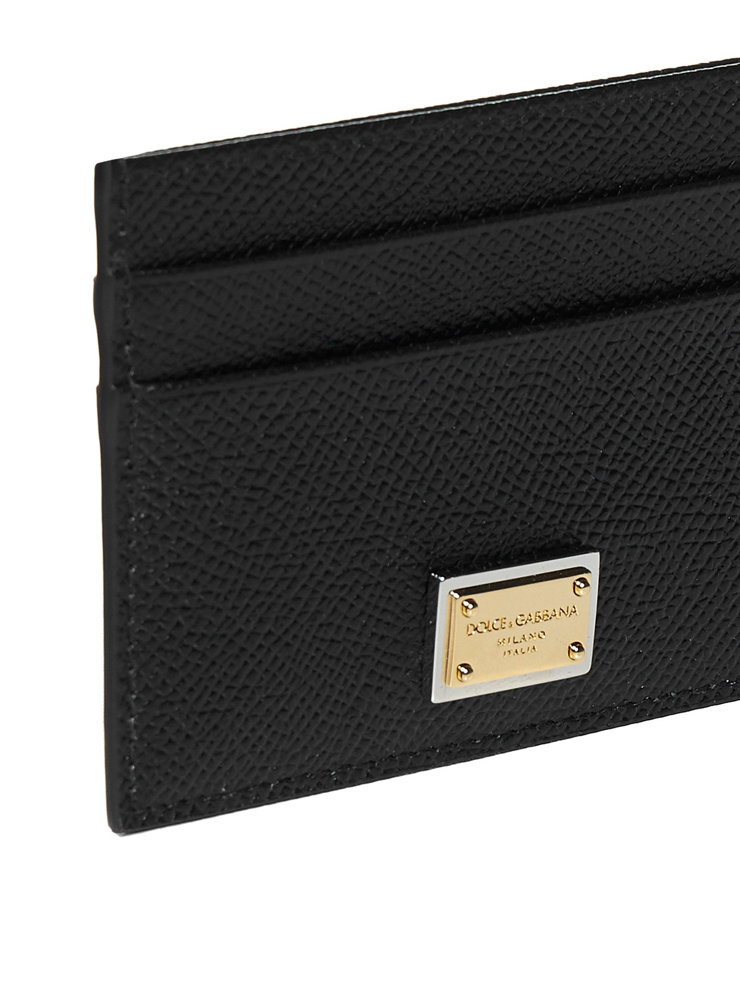 Portacarte in pelle con placca-logo