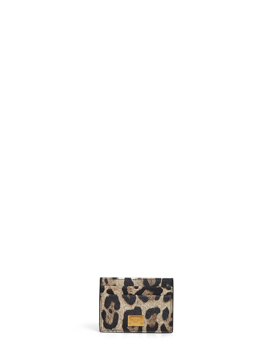 Leo-print Dauphine card holder with logo tag