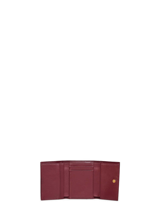 Burgundy plongé calfskin leather wallet