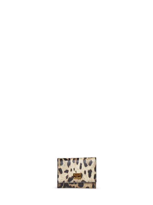 Leopard-print Dauphine leather wallet