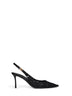 Black Taormina lace and patent leather slingback pumps