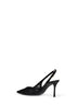 Black Taormina lace and patent leather slingback pumps
