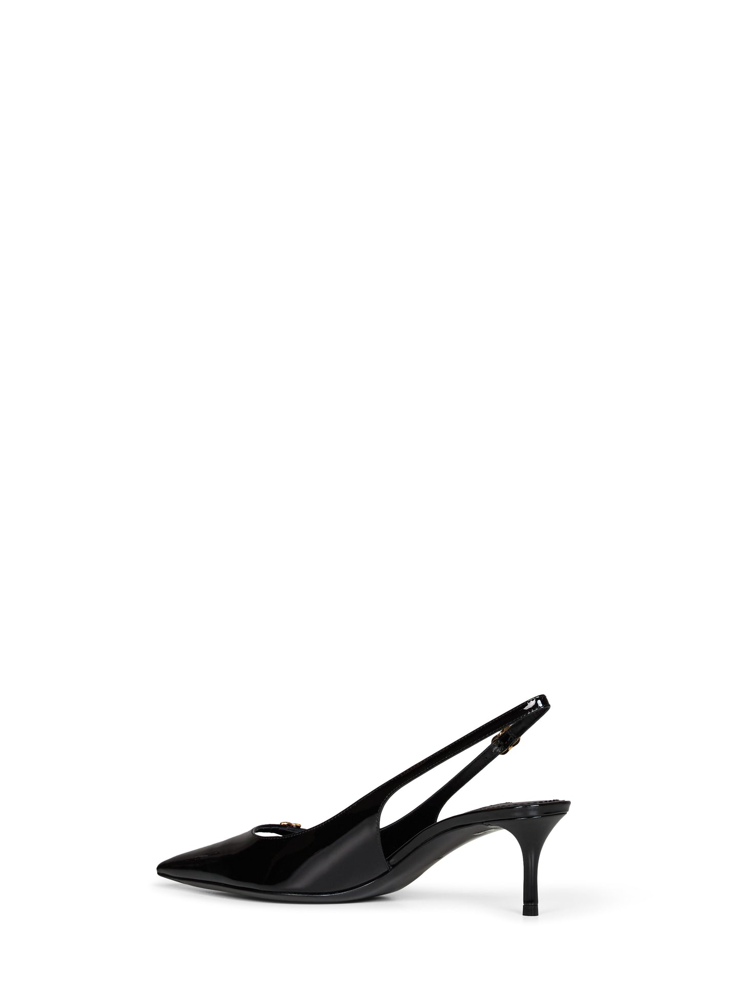 Décolleté slingback in pelle verniciata nera con logo DG