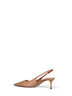 Décolleté slingback in pelle verniciata beige scuro con logo DG