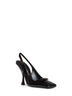 Black glossy calfskin leather Schiffer slingback pumps