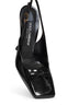 Black glossy calfskin leather Schiffer slingback pumps