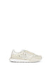 Beige and chalk lace and calf suede low-top sneakers