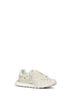 Beige and chalk lace and calf suede low-top sneakers