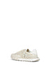 Beige and chalk lace and calf suede low-top sneakers