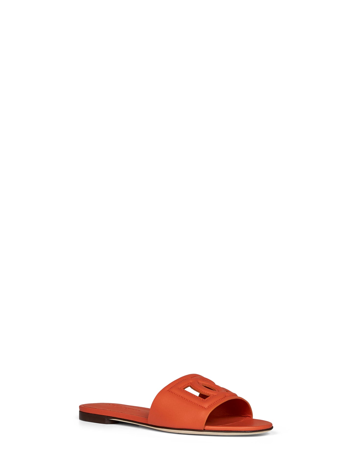 Orange calf leather slide sandals with DG logo