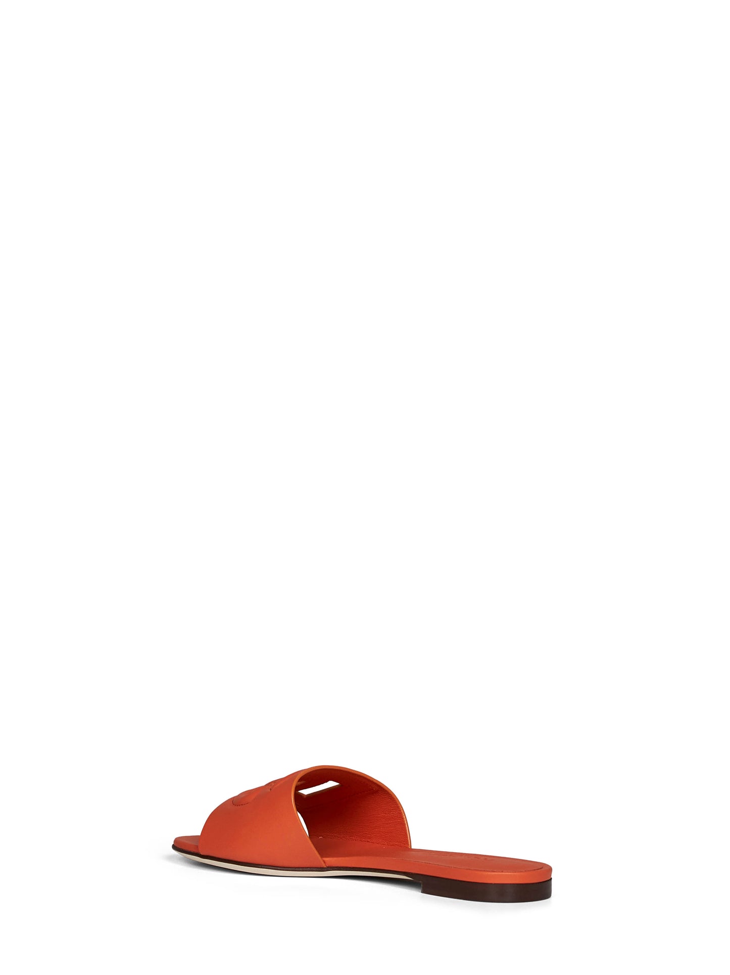 Orange calf leather slide sandals with DG logo
