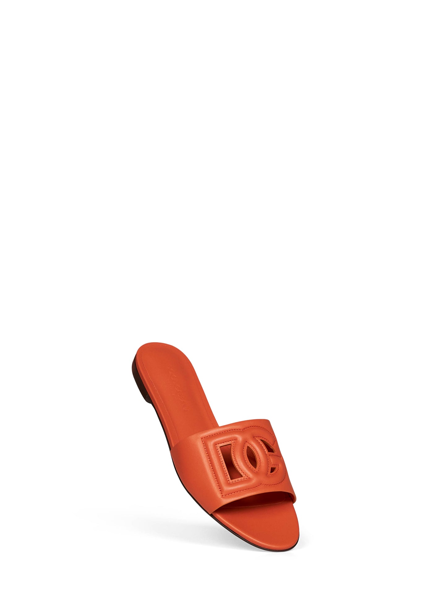 Orange calf leather slide sandals with DG logo