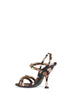Sandali in raso stampa Leo con ricamo strass