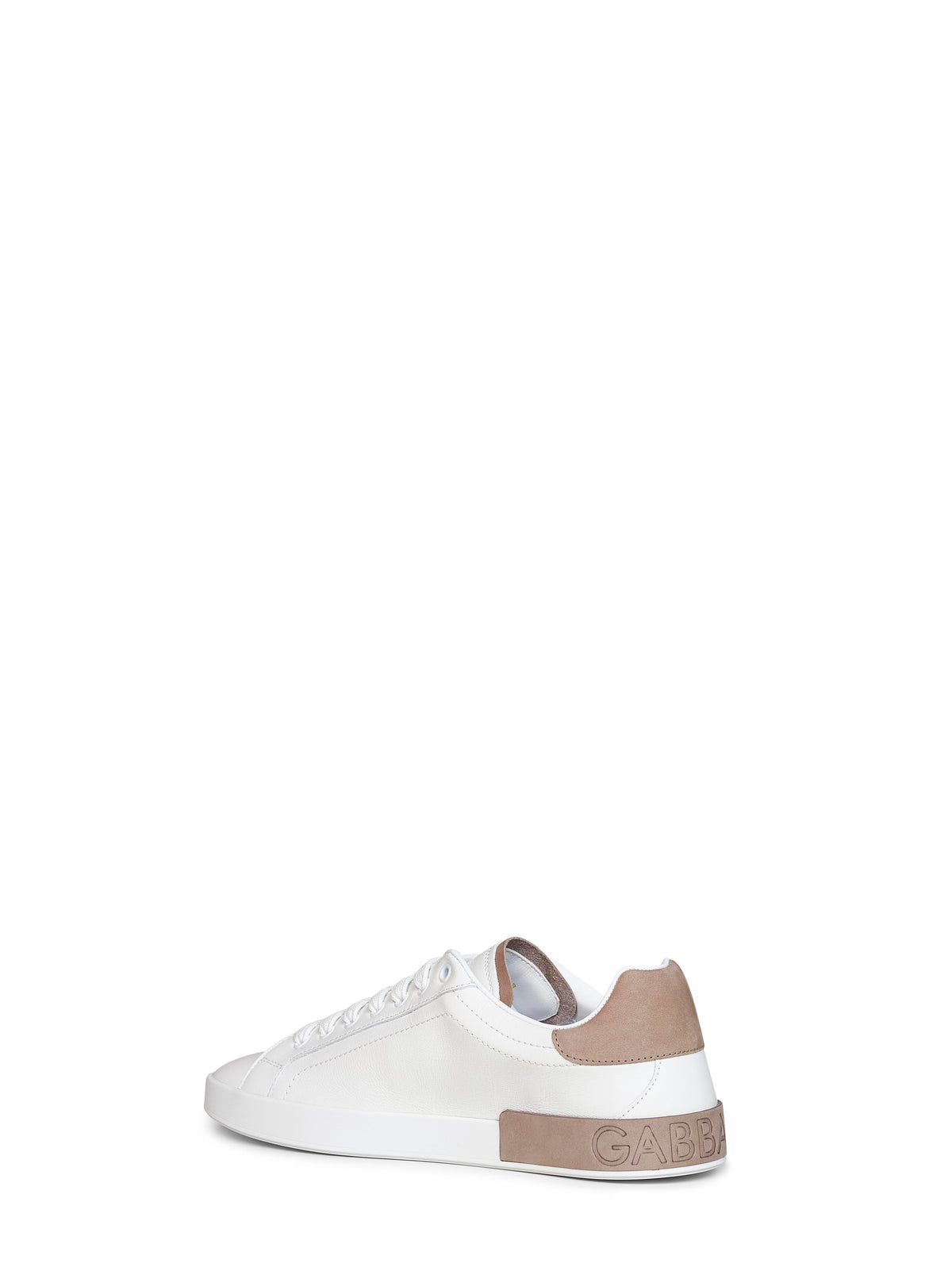 Sneakers basse Portofino in vitello nappato e nabuk bianco e tortora