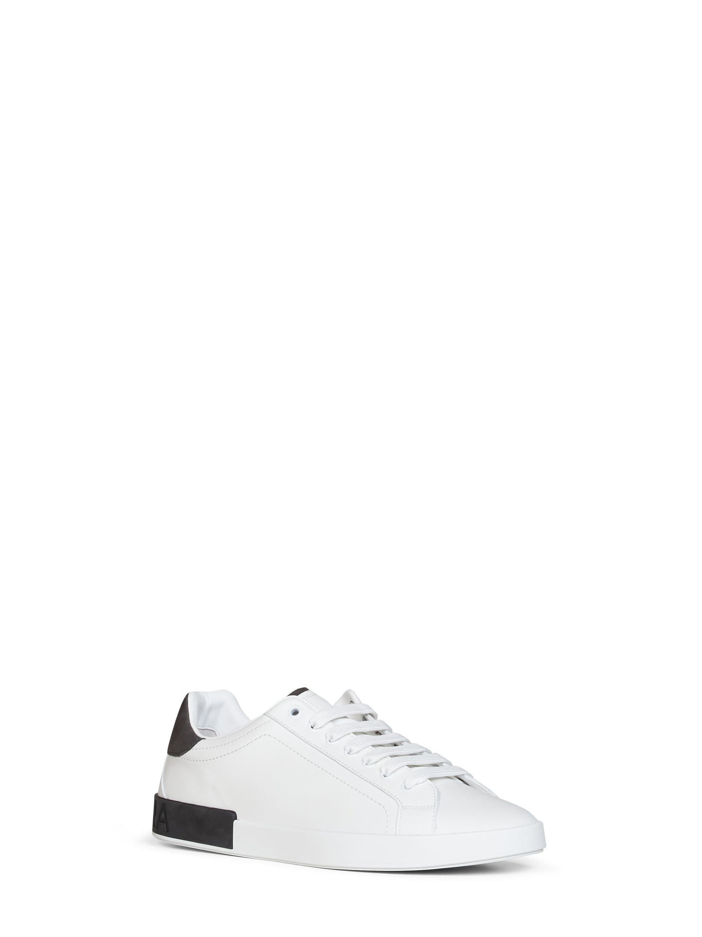 Sneakers basse Portofino in vitello nappato e nabuk bianco e grigio scuro