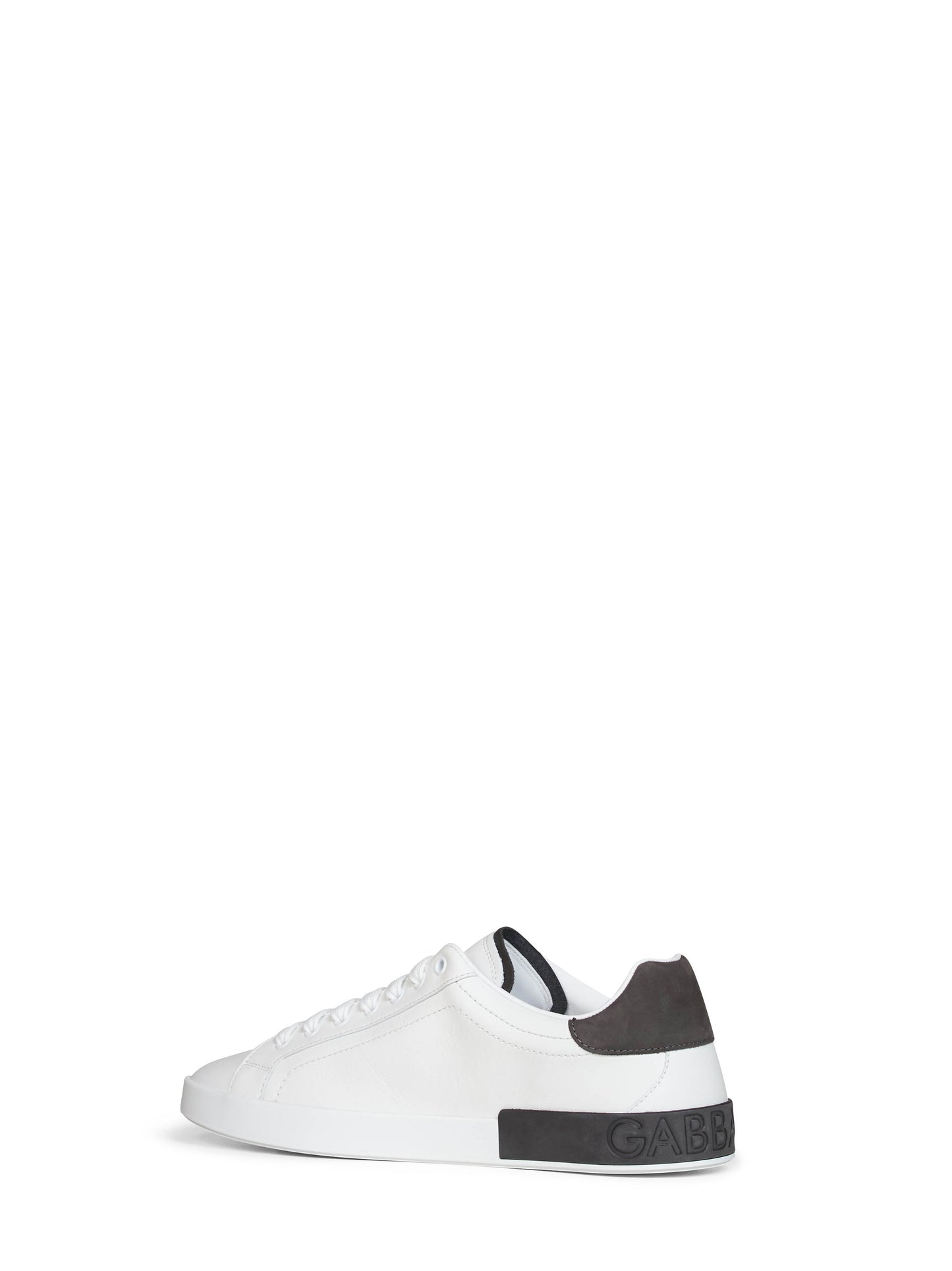 Sneakers basse Portofino in vitello nappato e nabuk bianco e grigio scuro
