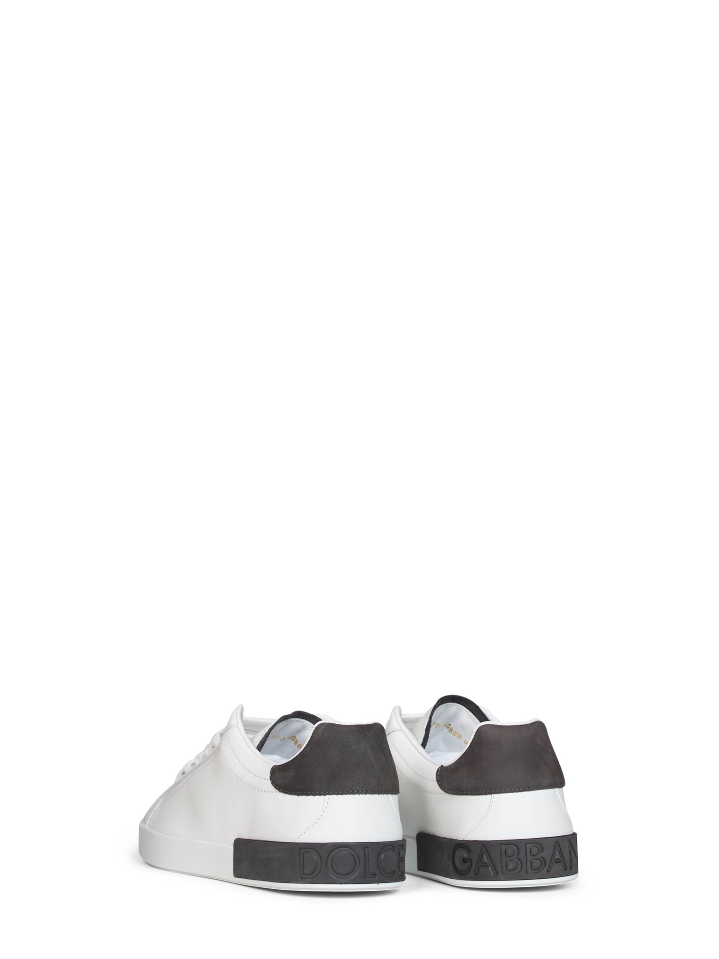 Sneakers basse Portofino in vitello nappato e nabuk bianco e grigio scuro