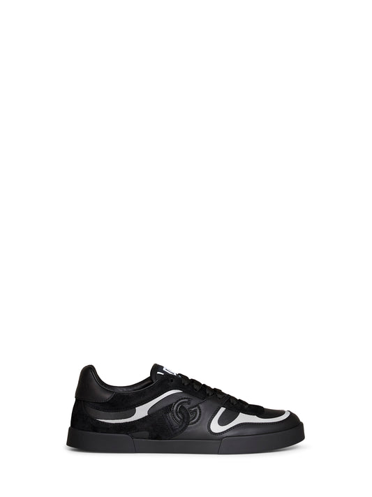 Sneakers Portofino in vitello nappato e crosta nero